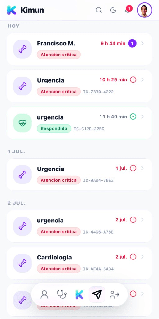 Kimun app — Bandeja