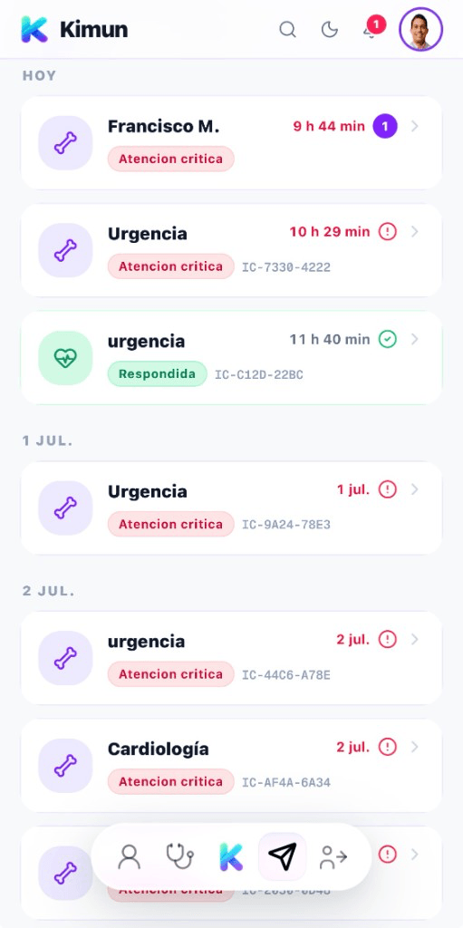 Kimun app — Bandeja
