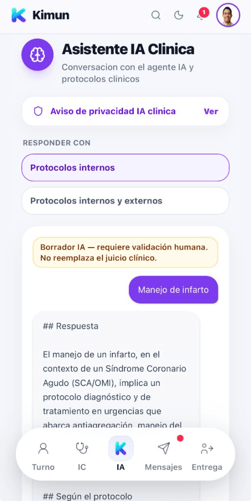 Kimun app — IA
