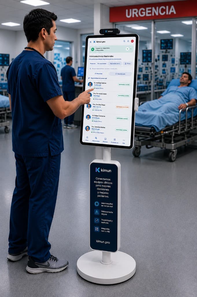 Kimun Health Station en servicio clínico, sin datos de pacientes visibles
